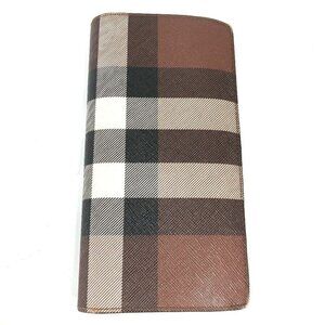 Auth BURBERRY 8052803 Long wallet giant check Bifold Long Wallet PVC Brown